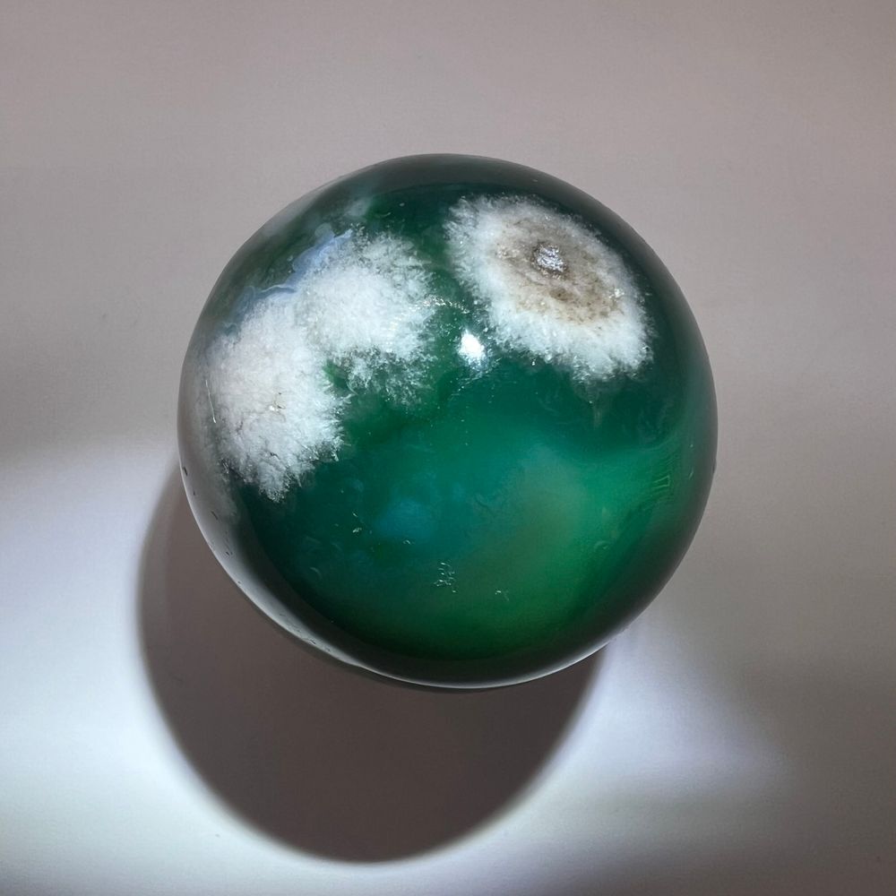 Green Flower Agate Crystal Sphere - Picture 3 of 11